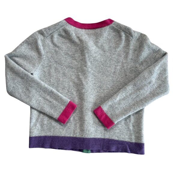 Orvis Cashmere Color block Cardigan Sweater Size Medium Gray Pink Purple - Picture 2 of 6